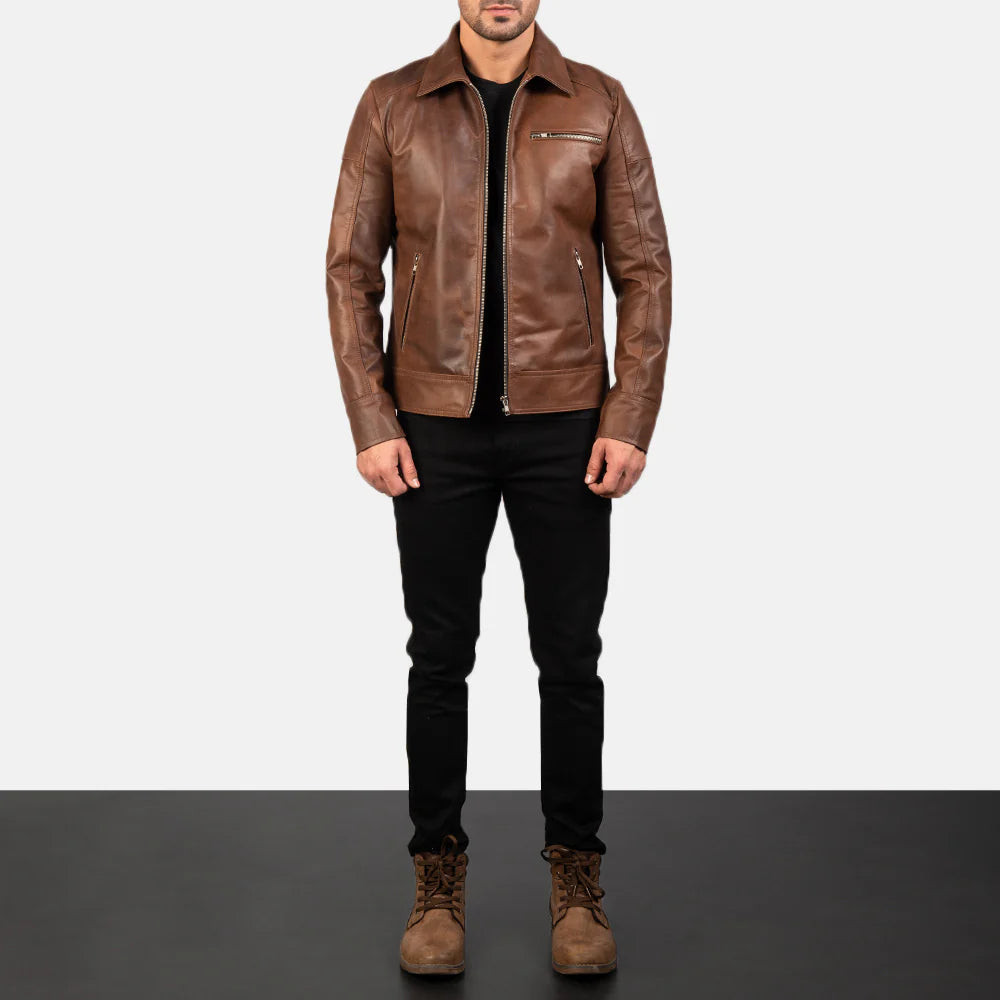 leather brown jacket