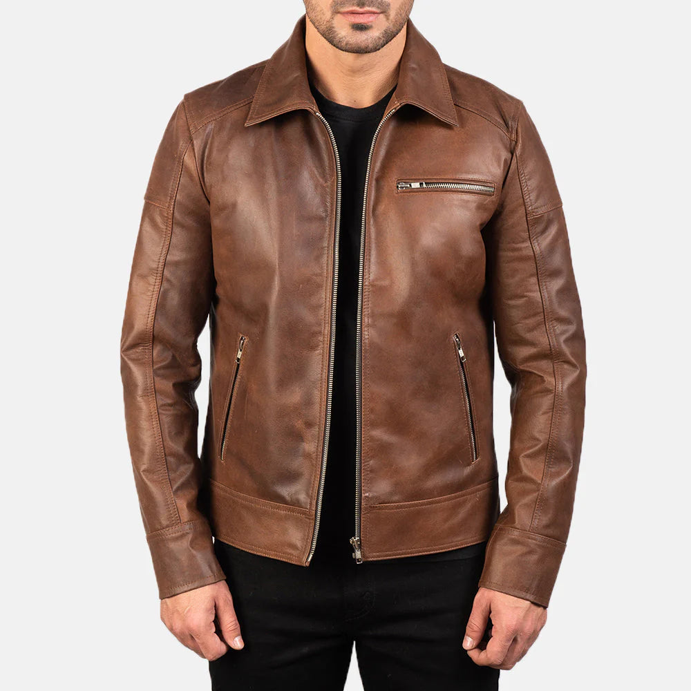 leather brown jacket
