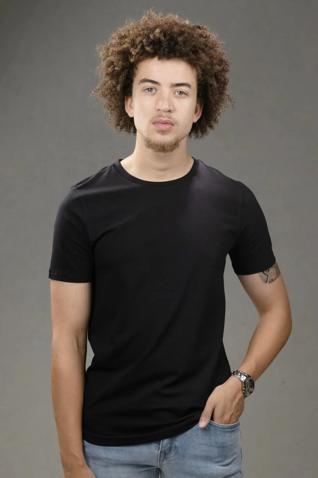 Crew Neck Slim fit T-Shirt in Black