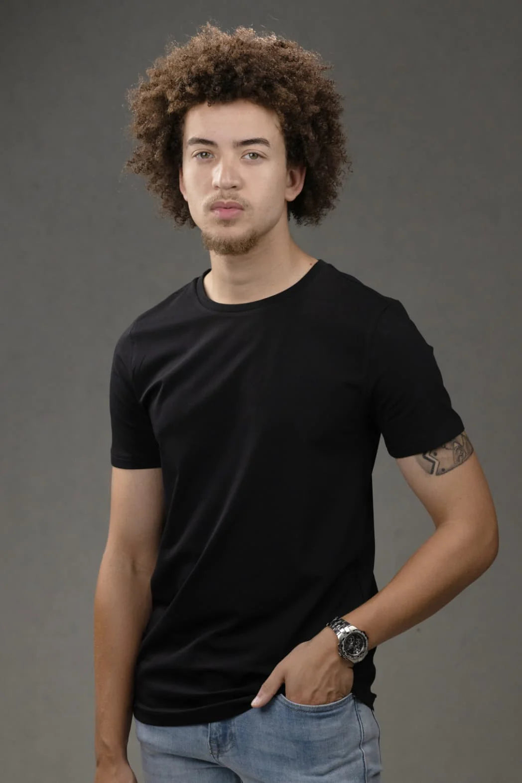 Crew Neck Slim fit T-Shirt in Black